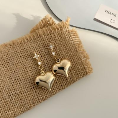 China Hot Sale Vintage Stud Earrings Vershal F-12 18k Gold Plated Zircon Star Gold Luxury Heart Drop Earrings For Women for sale