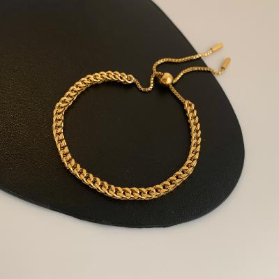 China Trendy Fashion Bracelet Vershal G-12 18k Gold Plated Minimalist Thick Cuban Chain Bracelet For Women for sale