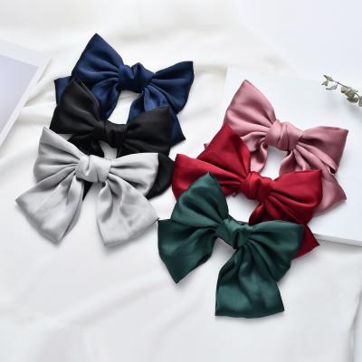 China Large Fashionable Satin Bowknot Hair Bowties Hair Clips Two Layer Butterfly Bow Hairpin Girl Hair Accessories For Women Bowknot Hairpins for sale