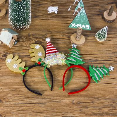 China 2021 Fashion Vershal CM-001 Decorative Christmas Cloth Cartoon Snowflake Antler Christmas Hair Band for sale