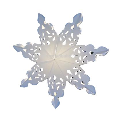 China Chirstmas Decor Christmas Decoration Folding Craft Handmade Snowflake Shaped Paper Lantern Hanging Light for sale