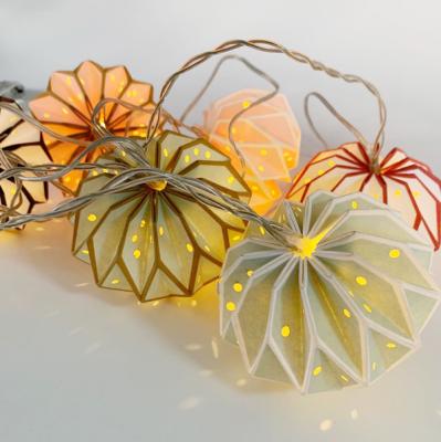 China String Lights Christmas Festival Decoration LED Paper Lights Hollow Out Battery Operated Paper Flower String Lights for sale