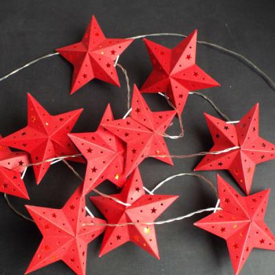 China Holiday Decor Lighting 10 String Star Paper Craft Lights Set Indoor Outdoor Home Garden Living Room Patio Decoration Lamp Colors Mixed Yard for sale