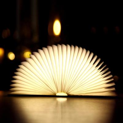 China Portable USB Folding Creative Night Lamp Gift Wooden Origami Papers 3D LED Book Lamp Custom For Kids Reading Bedside Souvenir for sale