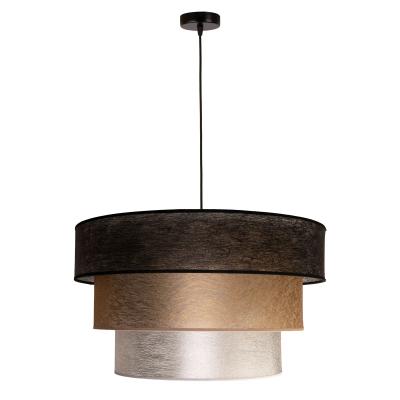 China New Wholesale Modern Design Modern European Black Silver Fabric Large Gold Style Pendant Light Drum Shade for sale