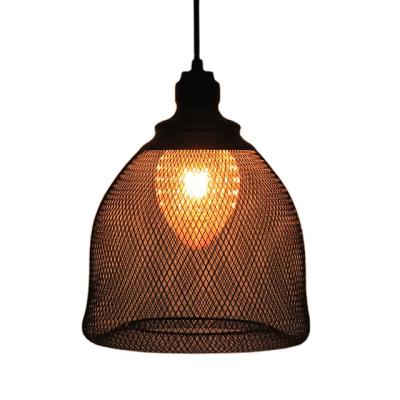 China Retro Industrial Style Metal Black Mesh Cage Hanging Pendant Lamp Light Fixture For Restaurant Bar Cafe for sale