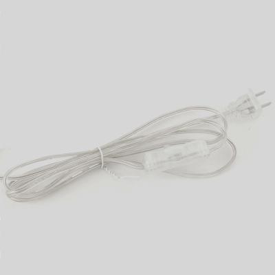 China Home Appliance Wholesale Clear PVC 1.8 Meter Flat Cable 2 Pin Plug Lamp Cable With 304 Switch Flat Power Cord for sale