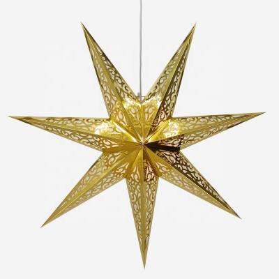 China People Art Hot Sale Wholesale Hollow Trailing Star Light Christmas Handmade Paper Decoration for sale