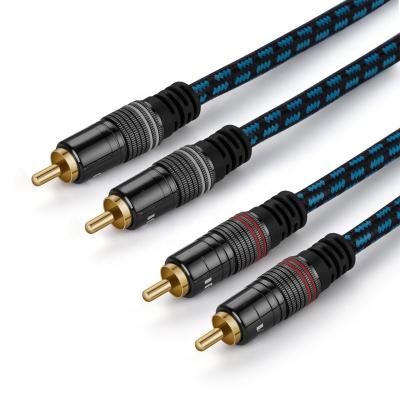 China High End HIFI Zinc Alloy Car Plug 24K Zinc Alloy Brass Gold Plated 2 RCA Male To 2RCA Male Audio Cable For Amplifier Speakers Microphone Car for sale