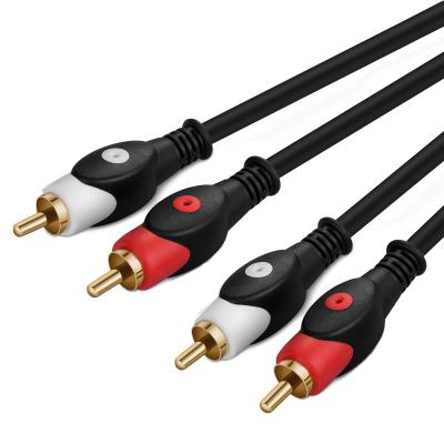 China Car Factory Supply 24K Gold Plated 2 RCA Oxygen Free Copper Professional Audio High End Male to Male Audio 2RCA Cable for sale