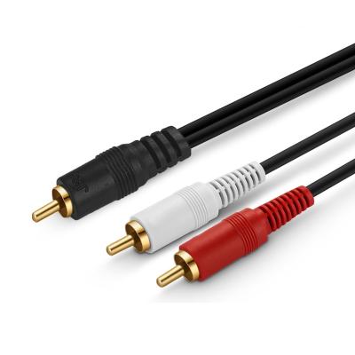 China Wholesale Car Factory Price CEKOTECH 24K OFC RCA Gold Plated Male to 2RCA Male Audio Splitter Cable for Amplifier, Mixer for sale