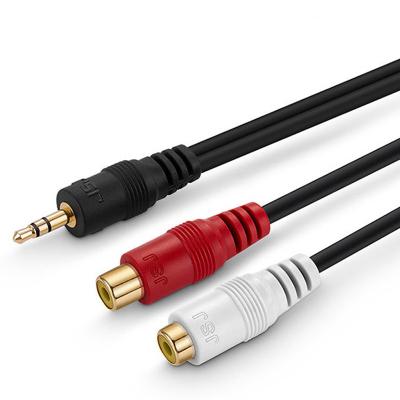 China CEKOTECH Car Factory Wholesale 24K Gold Plated 3.5mm Stereo Male To Female 2RCA Audio Splitter Extension Cable For Car iPhone MP3 for sale