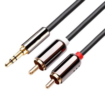 China CEKOTECH Car Metal 24K Premium Gold Plated Connector 3.5mm Stereo Male To Aux Audio Cable. 2RCA Male Splitter For Car iPhone MP3/4 for sale