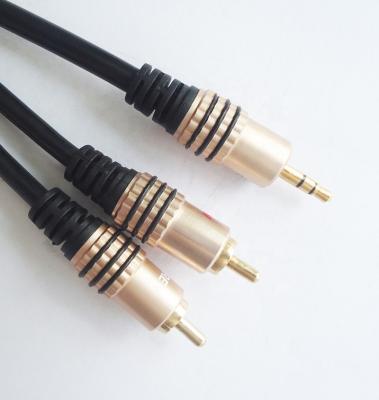 China CEKOTECH Car 24K Gold Plated 3.5mm Connector Zinc Alloy Stereo Male To Aux Audio Cable. 2RCA Male Splitter For iPhone MP3/4 Car DVD for sale