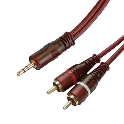 China CEKOTECH Car 24K Gold Plated Flexible Stereo 3.5mm Male to Aux Audio Cable. 2RCA Male Splitter For Car iPhone MP3 DVD Computer for sale