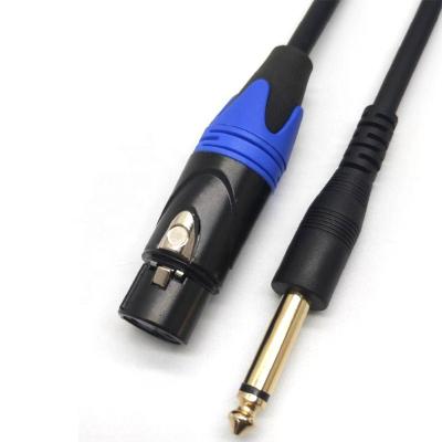 China HOME THEATER Male TS Jack to Female XLR Extension Microphone Wire 6.35mm Mono Cord for Guitar Amplifier Microphone Wireless Receiver for sale