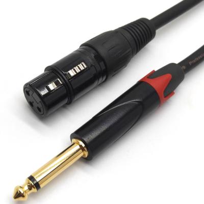 China High Fidelity Camera Mono 6.35MM Male Jack To Female 3Pin XLR Mic Cable 24k Gold Plated Metal Lead For Professional Camera Audio Sound Consoles for sale