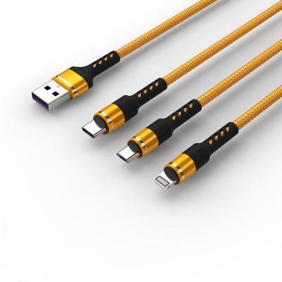 China Mobile Phone Charging 5A USB Cable 3 in 1 Type C Micro USB Mobile Phone Data Sync Cable for Android Iphone Lightning for sale