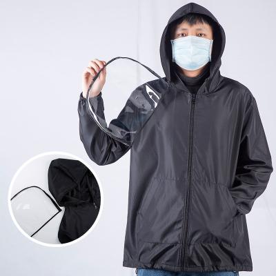 China New Design Breathable Anorak Pullover Hooded Raincoats Outdoor Jackets Women's Unisex Protection Jacket With Detachable Face Guard for sale