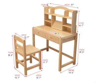 China Eco - Friendly Kids Study Table And Chair Set With Shelf Wood Home Furniture for sale