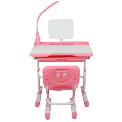 China Eco - Friendly Modern Height Adjustable Kids Table And Chair Set Pink Blue Kids Study Furniture for sale