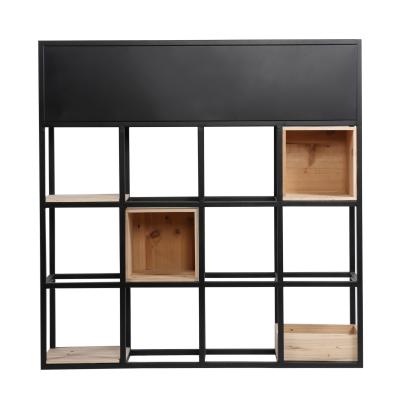 China Industrial Durable Storage Wood and Metal Cubic Shelf for Living Room Home Furniture for sale