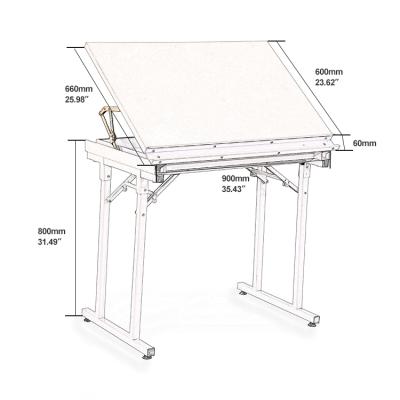 China Popular Used Metal Frame Drafting Table Foldable Steel Drafting Desk For Art Room for sale