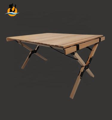 China Low MOQ Eco-freindly Tom Sawyer Picnic Cake Roll Cake Outdoor Beech Wood Folding Table for sale