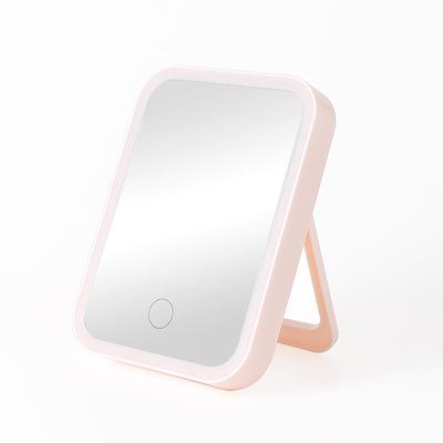 China Factory Direct Lit Rechargeable Light Filled Desktop Folding Portable Led Makeup Mirror for sale