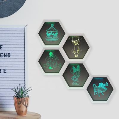 China NEW Novelty Quantum Light Minnie Eeyore Modern Smart Touch 7 Color Magnetic Hexagons Honeycomb Shape DIY Modular Night Light For Kids for sale