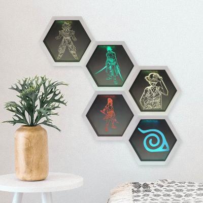 China Modern Dragon Ball Z Luffy Zoro Quantum Light for Kid Bedroom Uzumaki Toy Touch 7 Color Hexagons Honeycomb Shape DIY Modular Night Light for sale