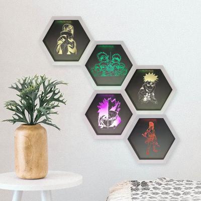 China Modern Christmas Gift For Home Touch 7 Color Quantum Mood Light Uzumaki Sasuke Home Decor Hexagons Honeycomb Shape DIY Night Light for sale