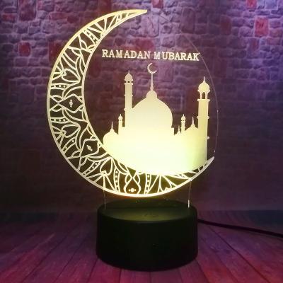 China 3D Ramadan Mubarak Islam Church 7 Functions Color Changing Mood Lighting for Eid al-Fitr Child Friends Family Believers Gifts Party Decoration Light for sale