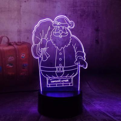 China Home Custom Durable 3D LED Touch Santa Claus USB Remote Control Acrylic Night Light Illusion Lamp Desk Lamp Christmas Gifts Light for sale