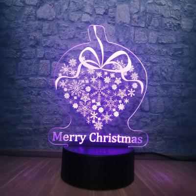 China USB 3D LED RGB Remote Control Night Lights Christmas New Year Merry Christmas Gift Durable Home Decor Snowflake Lamp Desk Birthday Gift for sale