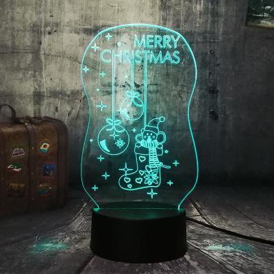 China Best Long Lasting Romantic Christmas Gift For Kids Bedside Lamp Home Decor Socks Shape 7color USB 3D Touch Acrylic LED Plug In Night Light for sale