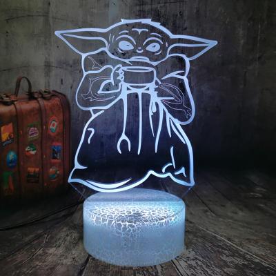 China Bedroom Home Living Room Creative Gift For Boy Bedroom Decor Table Lamp Master Yoda Slot Motion Sensor Touch 7 Colors Smart 3D Visual Night Light for sale