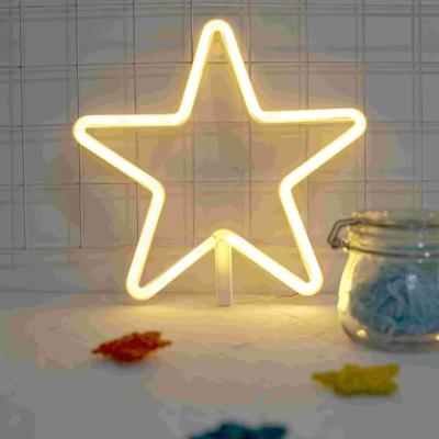 China Convenient Neon Sign 3D Star LED Lamp USB Charging Table Wall Lamp Party Holiday Decor Kid Friend Birthday Christmas Glowing Home Gifts for sale