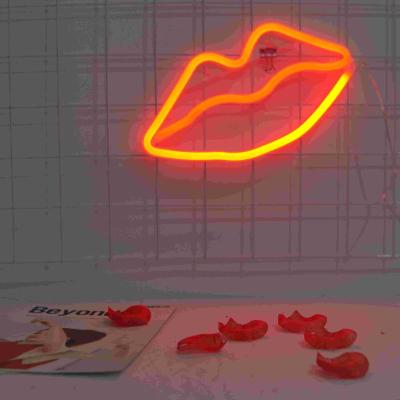 China Night Dresser Red Light LED Neon Sign 3D Lips Battery Operated Wall Lights Lamp Proposal Wedding Birthday Decoration Lover Gift for sale