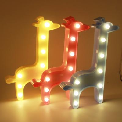 China Convenient Toy Home Decor Kawaii Lovely 3D Marquee LED Giraffe Night Light Animal Lamp for Kids Christmas Birthday Gift Table Desk Lighting for sale