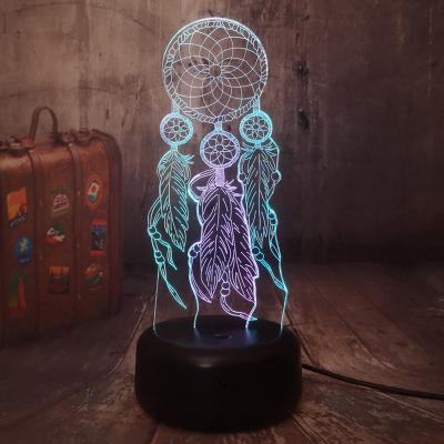 China 3D LED Bedroom Home Living Room Birthday Christmas Gift Kids Bedroom Decor Illusion Imagination Dreamcatcher USB Touch 7 Color Changing Double Colored Night Light for sale