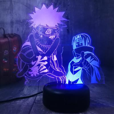 China NEW Durable Remote Control Anime Uchiha Sasuke Uzumaki Naruto Mixed Dual Colors 3D LED Night Light Desk Lamp Action Numbers Boy Kid Toy for sale