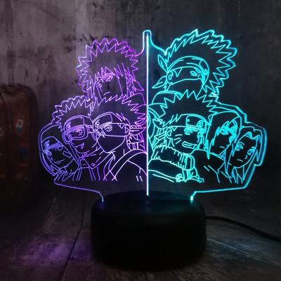 China Naruto Hatake Kakashi Uzumaki Naruto Uchiha Sasuke Durable Remote Control Group Modeling Anime Figure Dual Colors Night Light Mixed Toy for sale