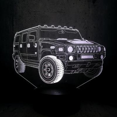 China New-designed Hummer Shape LED Night Light Illusion Lamps 3D Lamps Illusion Lamps 3D Car Fans Gifts Room Desk Show Table Display Boys Moon Lights for sale