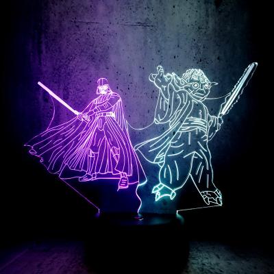 China New-designed Yoda Darth Vader 3D LED Night Light Mix Color Lamp for Kids Baby Sleep Light Boy Gift Cartoon Kid Toys Low Light for sale