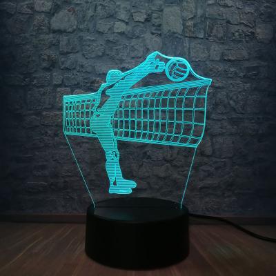 China Novelty Sports Series Playing Volleyball 3D Night Light USB Illusion Table Kids Toy Boy Gift Home Decor LED Lamp 7 Color Changing for sale