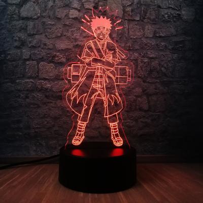 China Cool Novelty RGB Uchiha Sasuke 3D LED Lamp 7 Color Change LED Night Light Boys Room Decor Fans Kid Gifts Toys for sale