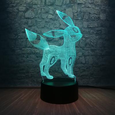 China Novelty Pokemon 3D LED Night Light RGB Blub 7 Color Changing Bedroom Sleep Lamp Nursery Decors Christmas Gift Kid Toys USB Bass Switch for sale