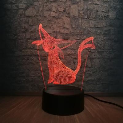 China Novelty Lovely Cartoon 3D LED Lamp Pokemon Go RGB 7 Color Lamp Kawaii Kid Christmas Gift Pikachu Bedroom Sleep Night Light for sale