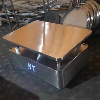 China Multifunctional New creative teapoy design modern tea table glass top stainless steel frame tea table for sale